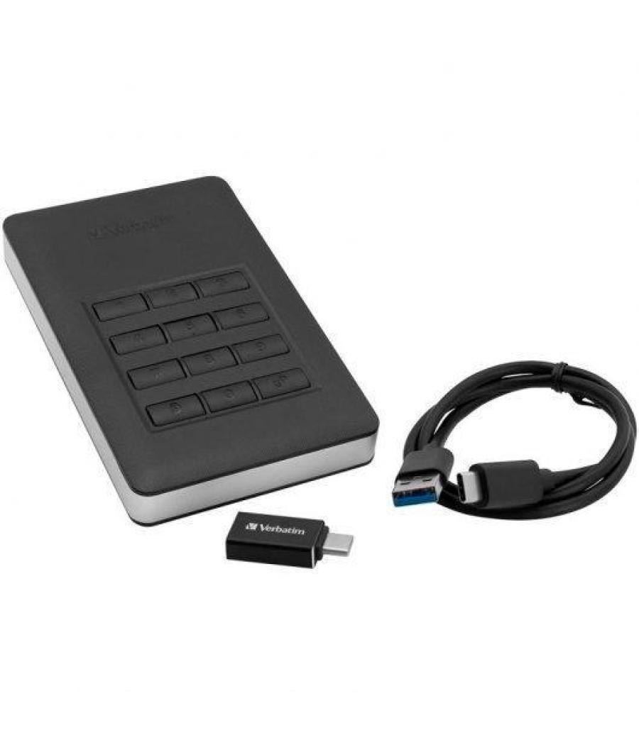 Verbatim disco duro externo store 'n' go 2tb hdd 2.5" usb-c con teclado y clave de acceso