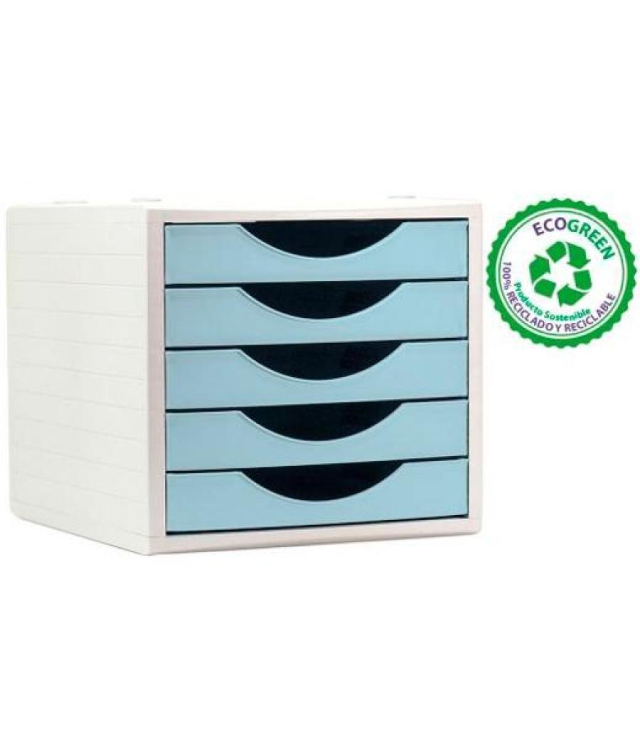 Archivo 2000 módulo organizador ecogreen sobremesa 5 cajones 340x270x260 reciclado azul pastel