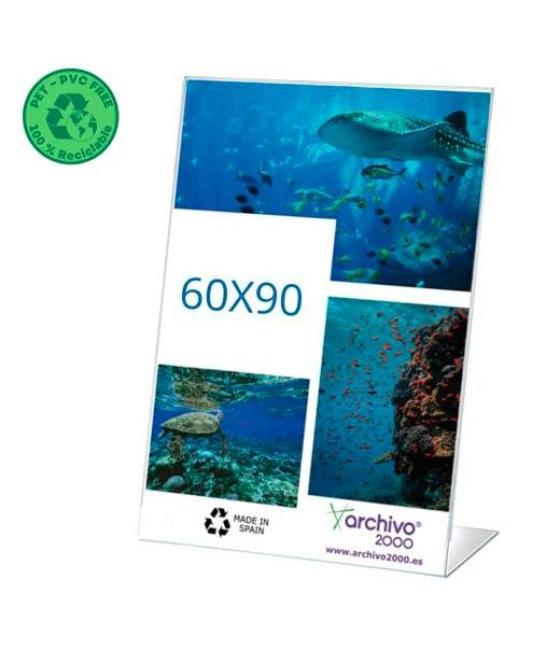 Archivo 2000 expositor de sobremesa l flexible 60x90mm vertical pet 100% reciclable