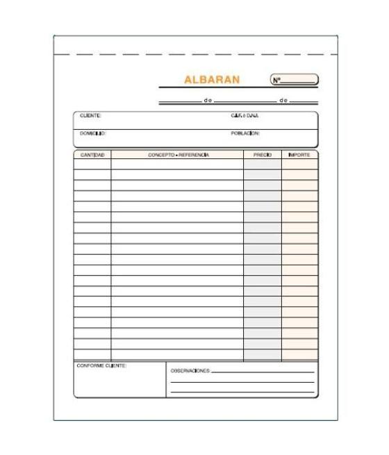 Talonario albaranes cuarto natural triplicado autocopia pack 5 unidades