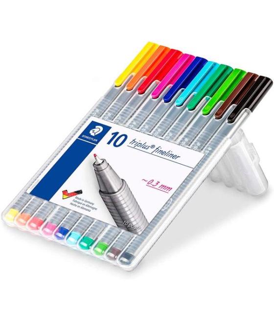 Staedtler estuche 10 rotuladores triplus fineliner 334 colores surtidos