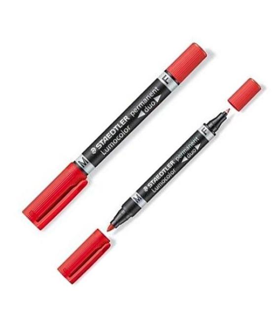 Staedtler marcador permanente dúo lumocolor 348 doble punta fina/media rojo