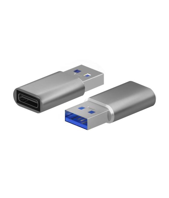 Aisens mini adaptador usb-a/m 3.2 gen2 a usb-c/h aluminio gris