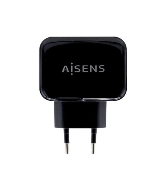 Aisens cargador usb 17w 5v/3.4a, 2x usb-a con control ai negro