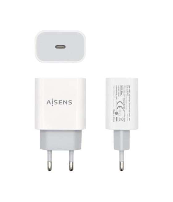 Aisens cargador usb-c pd3.0 20w alta eficiencia 5v/3a 9v/2,2a 12v/1,66a blanco