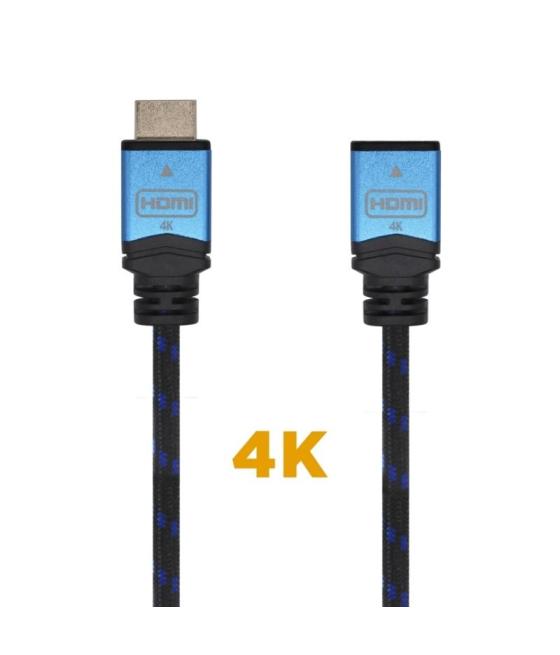 Aisens cable hdmi v2.0 prolongador premium alta velocidad / hec 4k@60hz 18gps, a/m - a/h negro/azul 2.0m