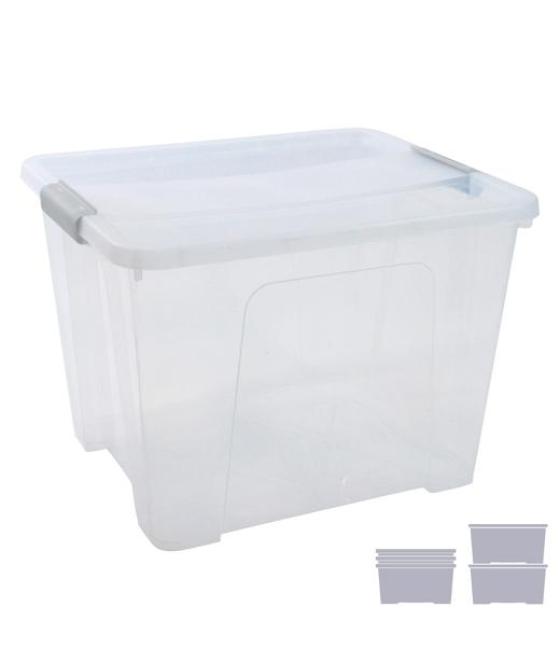 Archivo 2000 caja de almacenaje 32l apilable y encajable c/tapa 360x420x300mm pp cristal transparente