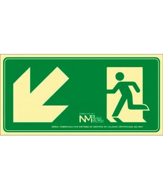 Archivo 2000 señal "evacuar escalera abajo izquierda" 320x160mm pp 700 micras verde