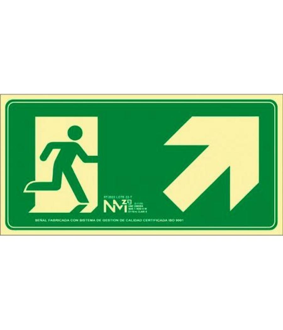 Archivo 2000 señal "evacuar escalera arriba derecha" 320x160mm pp 700 micras verde