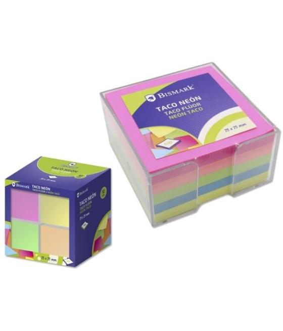 Bismark taco de notas 400h 75x75 con caja colores neón