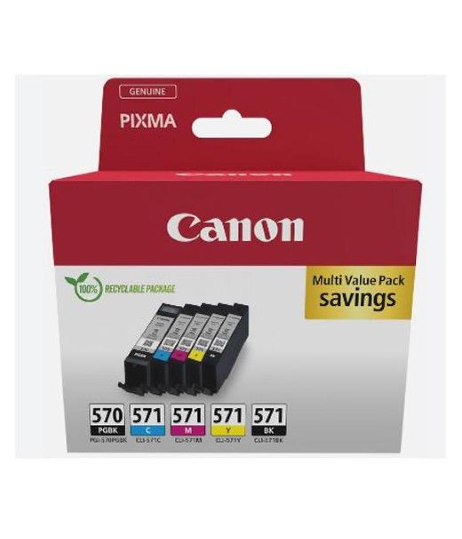 Canon tinta ecopack pgbk+ bk/c/m/y - pixma ts 5051/5053/5055/6050/6051/6052/8051/8052/9050/9055 - pgi 570 + cli 571
