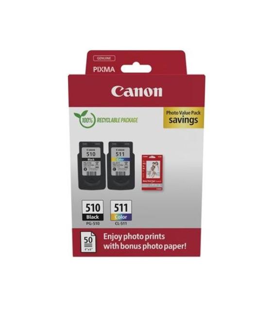 Canon tinta ecopack bk c/m/y 50h papel fotográfico 10x15 for pixma ip 2700 - mp 230/252/272/280/282/492/495/499 - mx 360/410/