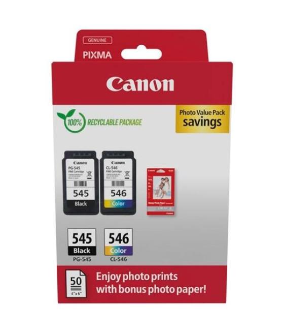 Canon tinta ecopack bk c / m / y 50h papel fotográfico 10x15 para pixma ip 2850 - mg 2450/2550 - tr 4550/4551 - pg 545 cl 5