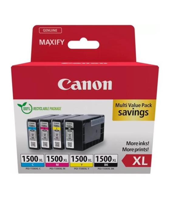 Canon tinta ecopack bk+c/m/y pack 4xl para maxify ib 4050/4150 - mb 5150/5155/5350/5450 - pgi 1500xl