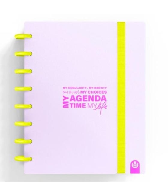 Carchivo agenda de discos ingeniox sin fecha a5 80h 100gr sv neón malva pastel
