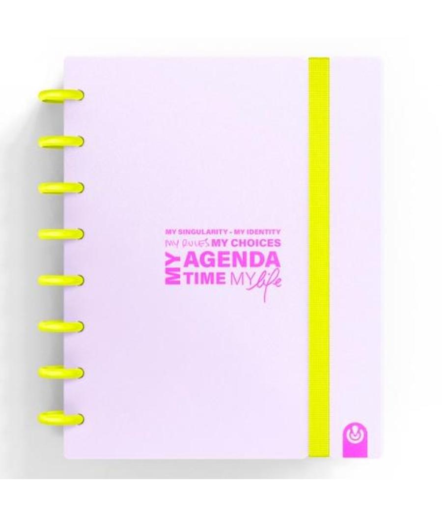Carchivo agenda de discos ingeniox sin fecha a5 80h 100gr sv neón malva pastel