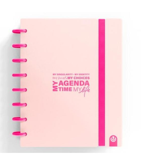 Carchivo agenda de discos ingeniox sin fecha a5 80h 100gr sv neón rosa pastel