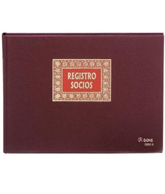 Dohe libro registro- registro de socios 100h numeradas folio apaisado 100gr burdeos