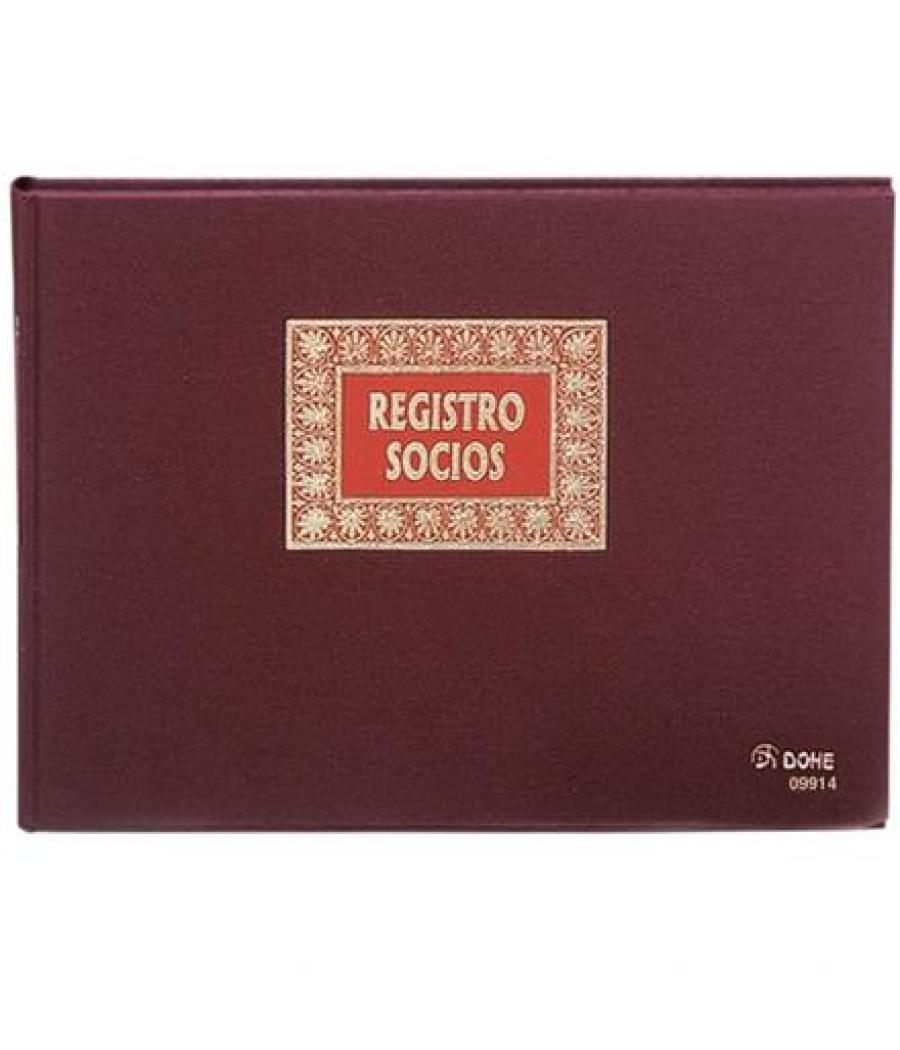 Dohe libro registro- registro de socios 100h numeradas folio apaisado 100gr burdeos
