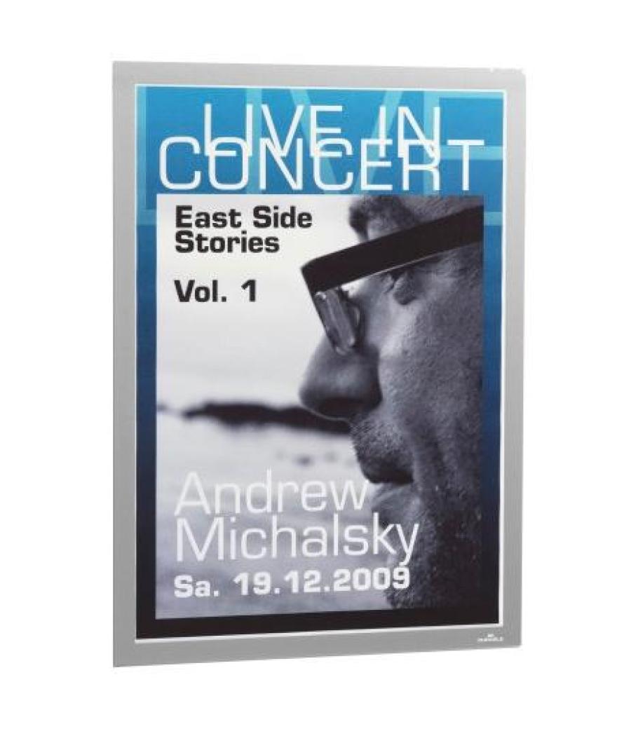 Durable marco informativo magnetico duraframe a3 adhesivo a superficies lisas y solidas plata