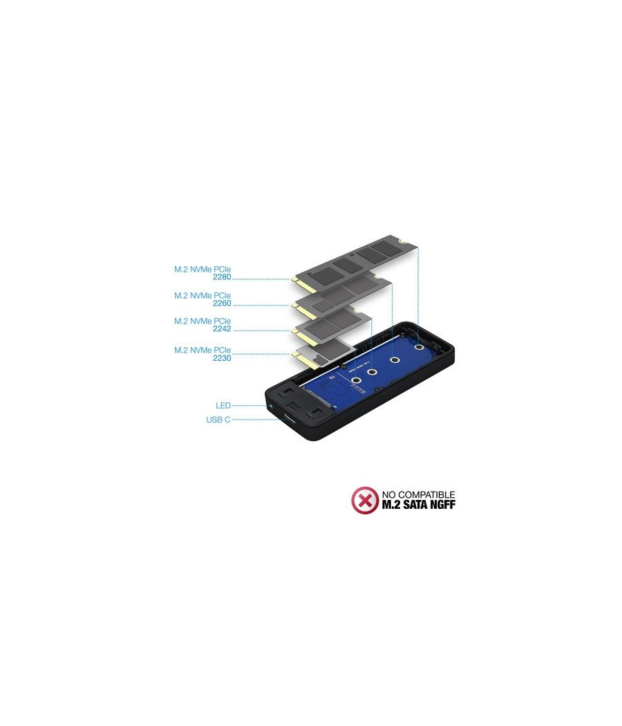 TooQ TQE-2280B caja para disco duro externo Caja externa para unidad de estado sólido (SSD) Negro M.2 - Imagen 4