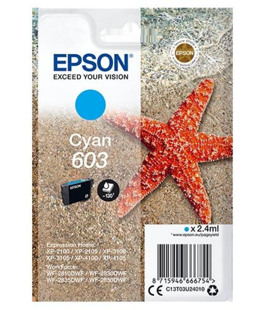 Epson tinta cian xp-2100, 3100, 4100 / wf-2830dwf, 2850dw - nº 603