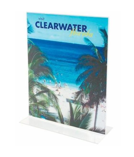 Faibo portacartel de sobremesa en forma de t din a5 vertical 21.5x15x8.3 cm