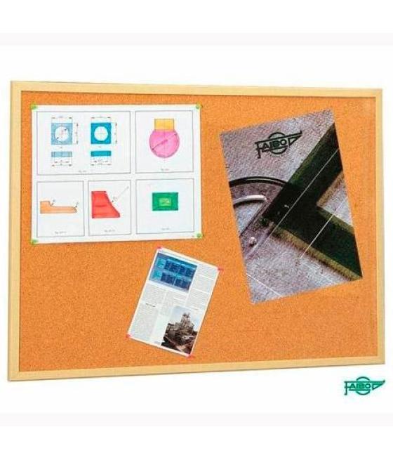 Faibo tablero corcho económico 80x120 cm con marco de fibra melaminada 35mm