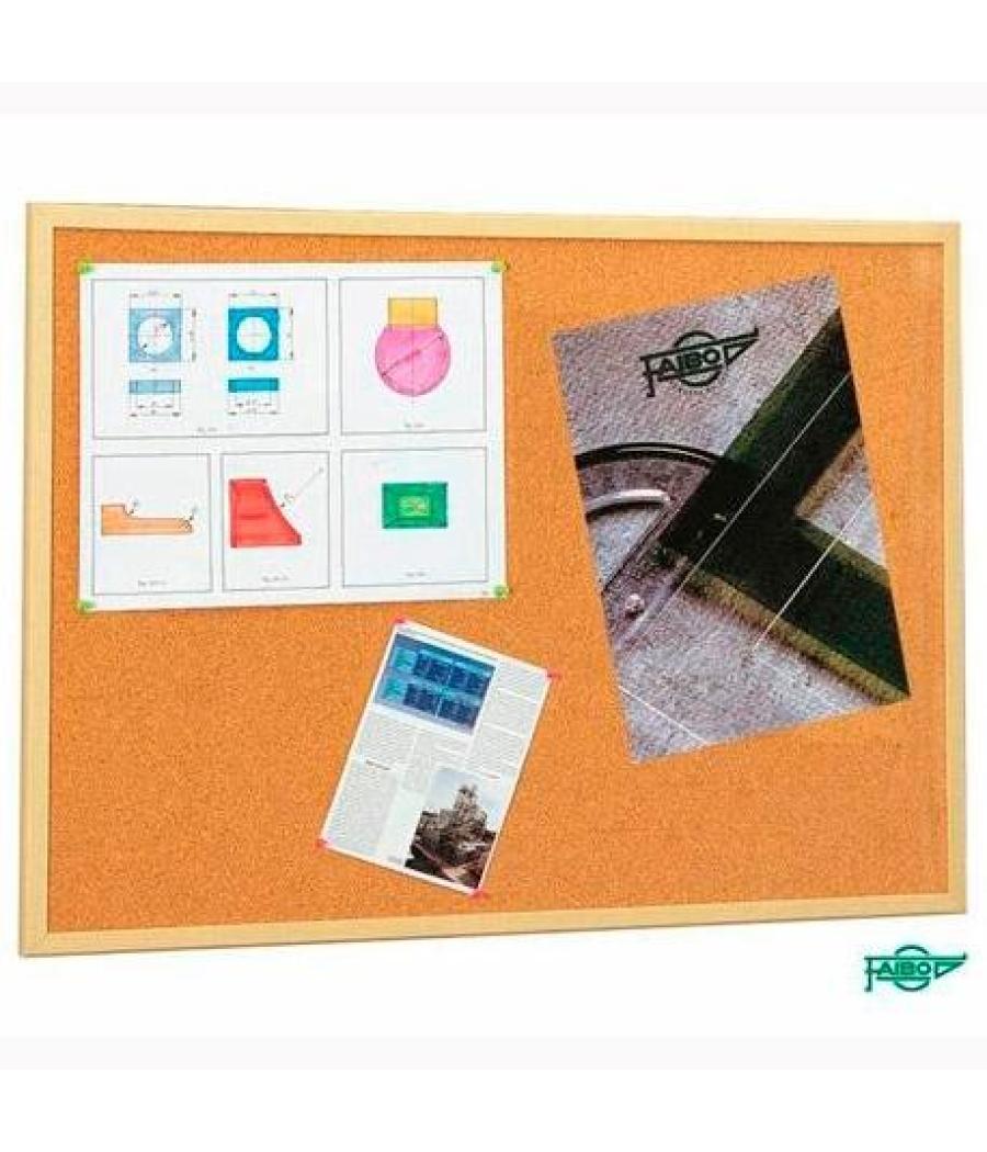 Faibo tablero corcho económico 80x120 cm con marco de fibra melaminada 35mm