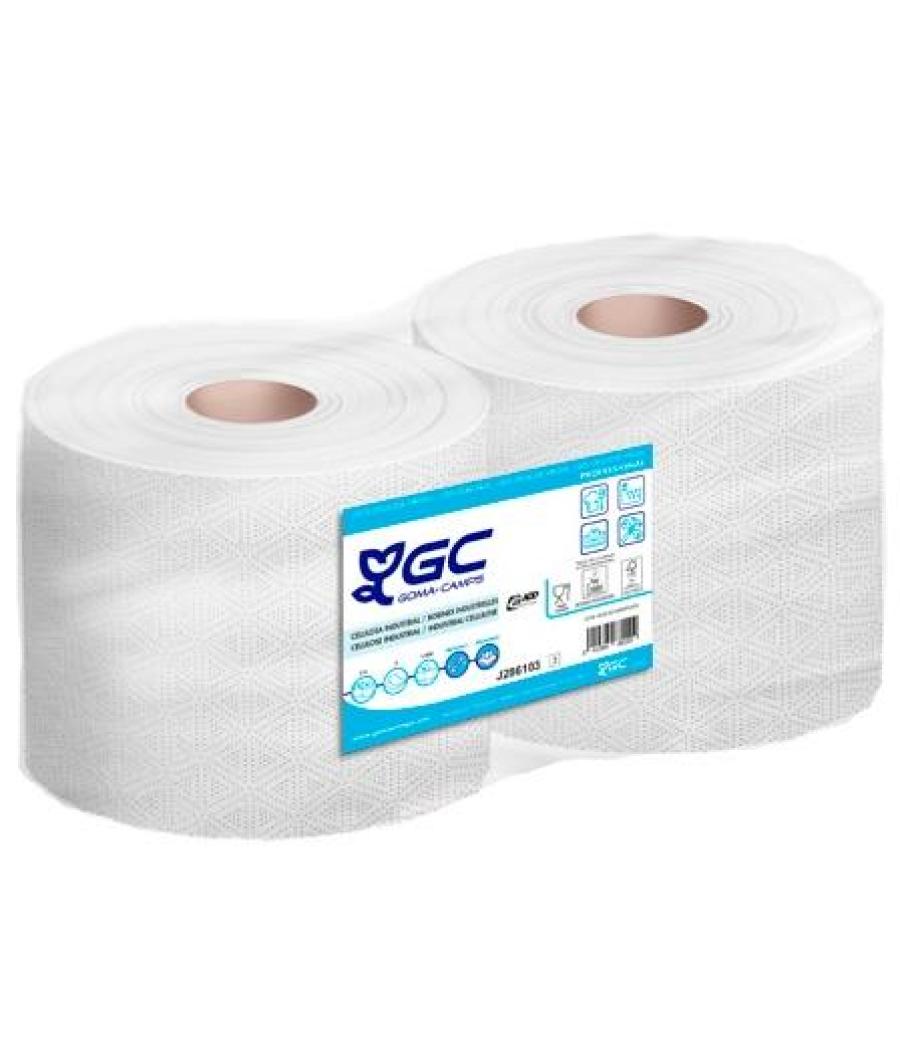 Gc bobina industrial gofrado celulosa 2 capas 1500/450m pack 2u blanco