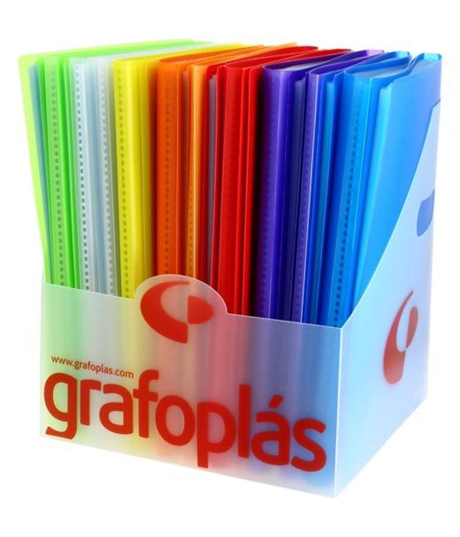 Grafoplás carpeta con fundas poliplás soldadas folio pp semirígido translúcido c/surtidos expositor 20 ud