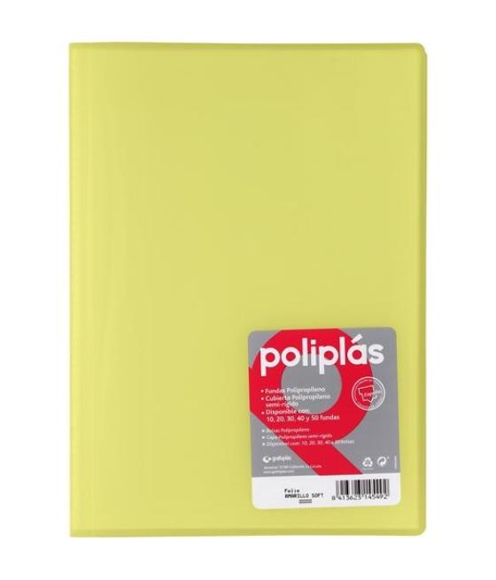Grafoplás carpeta con fundas poliplás soldadas folio 10 fundas pp semirígido translúcido amarillo soft
