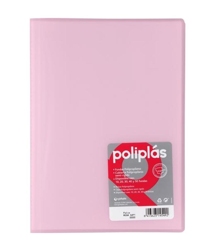 Grafoplás carpeta con fundas poliplás soldadas folio 30 fundas pp semirígido translúcido rosa soft
