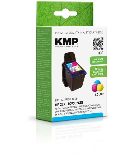 Tinta kmp 3 colores c m y deskjet f380 d1360 d2360 3920 3940 officejet 4355 4315 psc 1402 1410 1415 1417 - nº 22xl capacidad ext