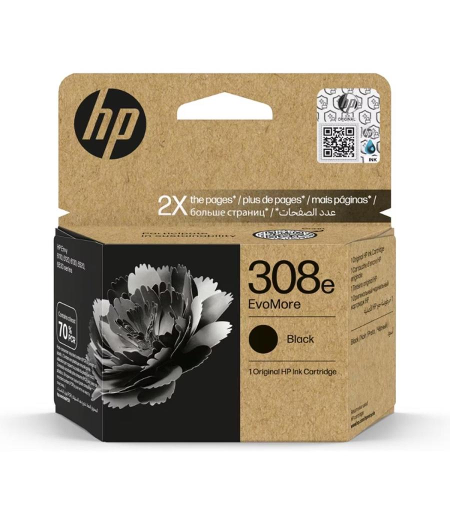Hp tinta negro envy series 6110, 6120, 6130, 6520, 6530 - nº 308e (alta capacidad)