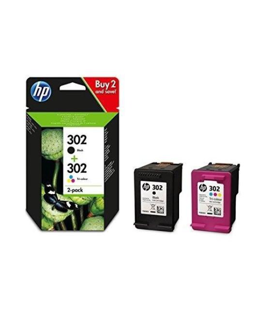Hp tinta negro + tricolor (c/m/y) officejet 3830 - nº 302 (f6u66ae + f6u65ae) (pack 4 colores)