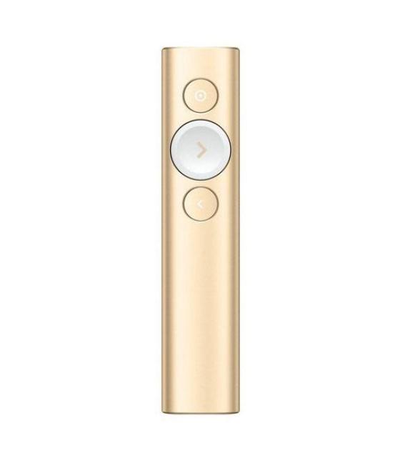 Logitech puntero laser spotlight, inalámbrico, 30 m., de color dorado