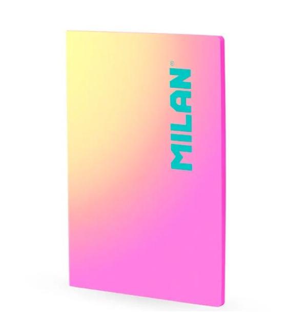 Milan libreta encolada a4 48h papel 95gr cuadricula 5x5 colección sunset rosa