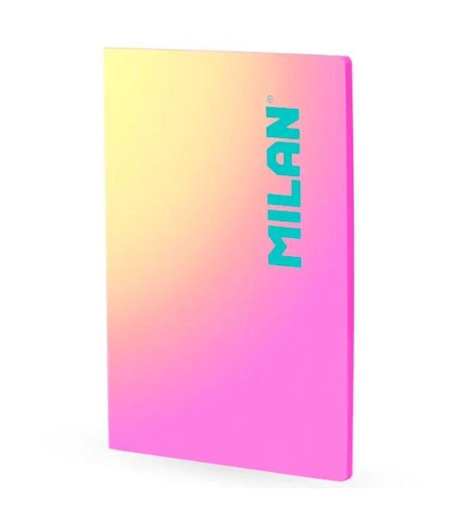 Milan libreta encolada a4 48h papel 95gr cuadricula 5x5 colección sunset rosa