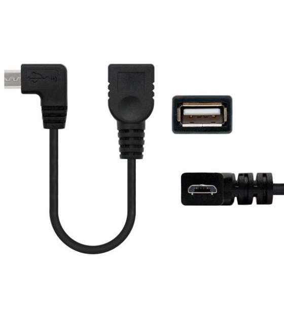 Nanocable cable usb 2.0 otg acodado tipo micro b/m-a/h negro 15 cm