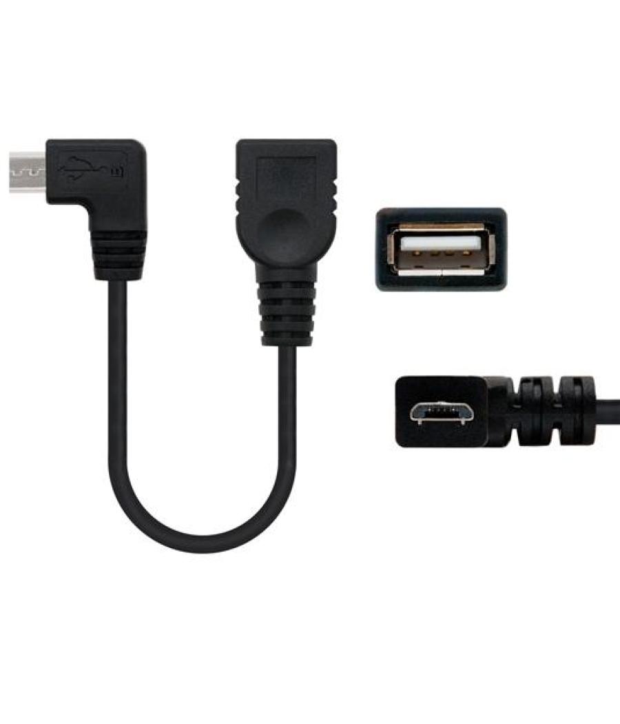 Nanocable cable usb 2.0 otg acodado tipo micro b/m-a/h negro 15 cm
