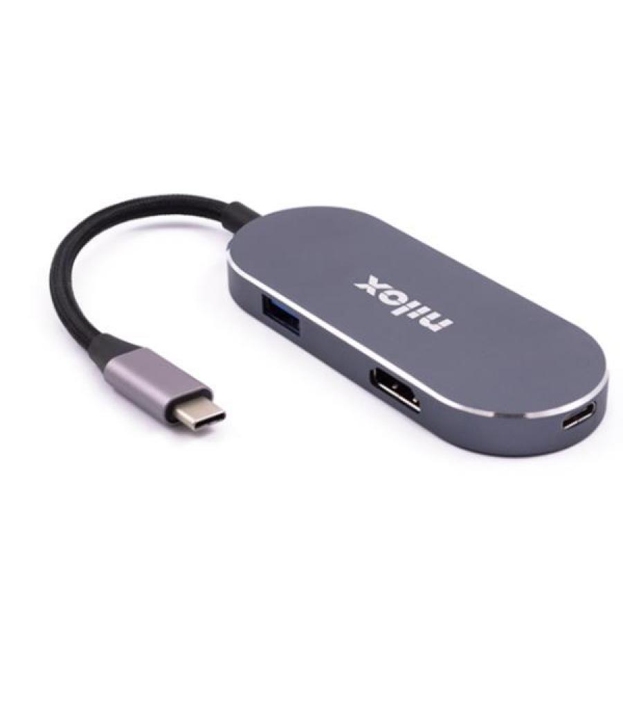 Nilox dock station 3 puertos usb 3.0 1, usbc y hdmi