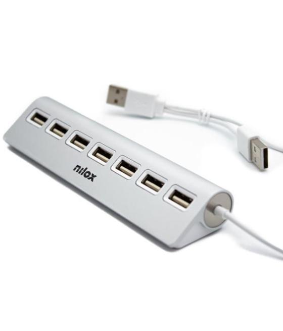 Nilox hub 7 puertos usb 2.0 - aluminio