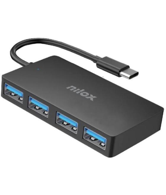 Nilox hub 4 puertos usb-a 3.2 cable 15,5 cm aluminio negro