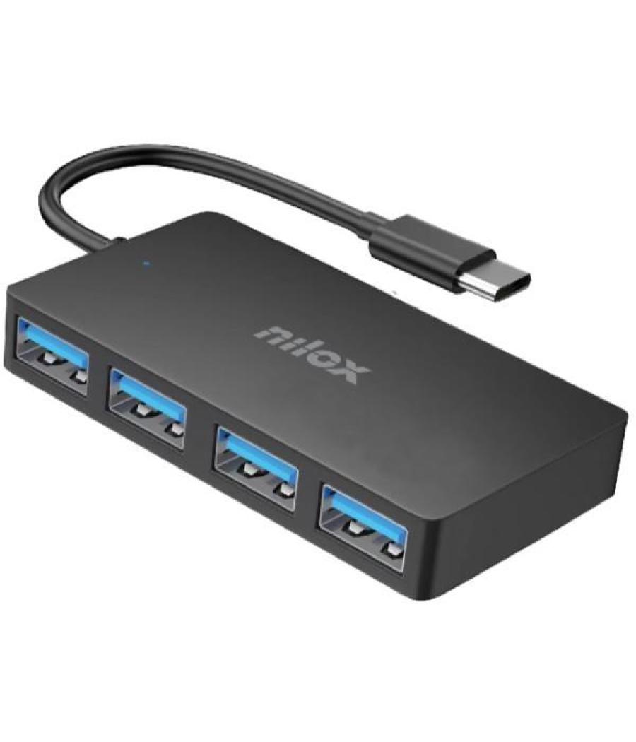 Nilox hub 4 puertos usb-a 3.2 cable 15,5 cm aluminio negro