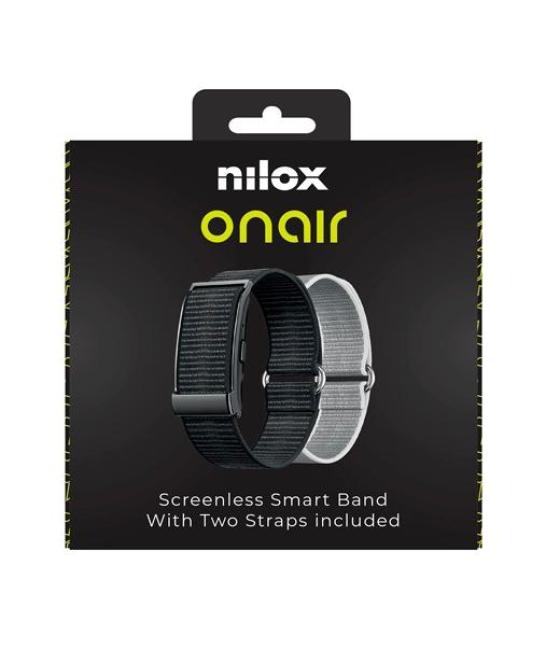 Nilox pulsera inteligente sin pantalla bluetooth incluye dos pulseras negro y plata