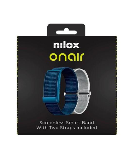 Nilox pulsera inteligente sin pantalla bluetooth incluye dos pulseras azul y plata