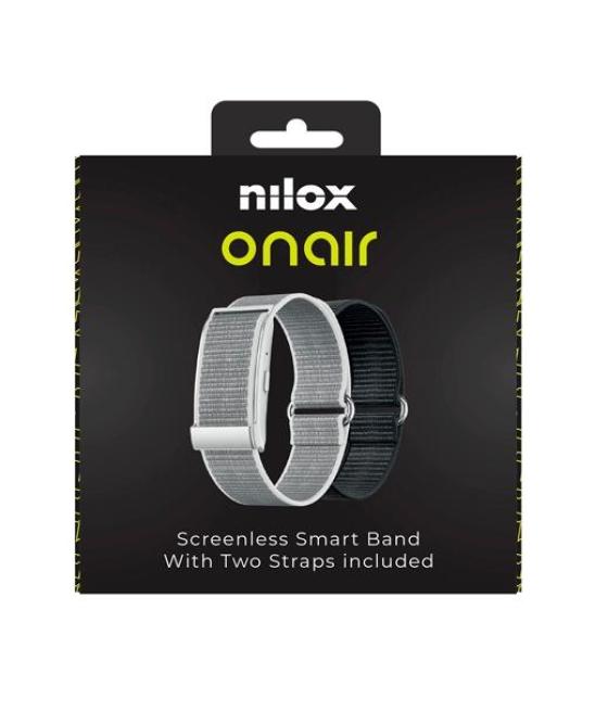 Nilox pulsera inteligente sin pantalla bluetooth incluye dos pulseras plata y negro