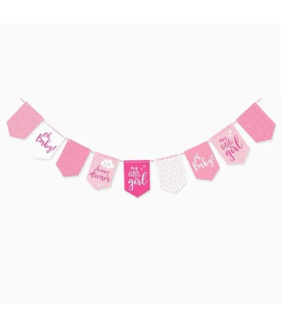 Oh yeah guirnalda baby shower 9 piezas 4,2m cartón rosa