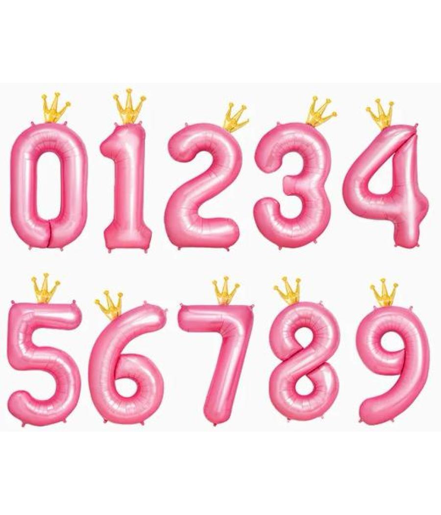 Oh yeah globo poliamida nº0 con corona 115cm rosa pastel y oro